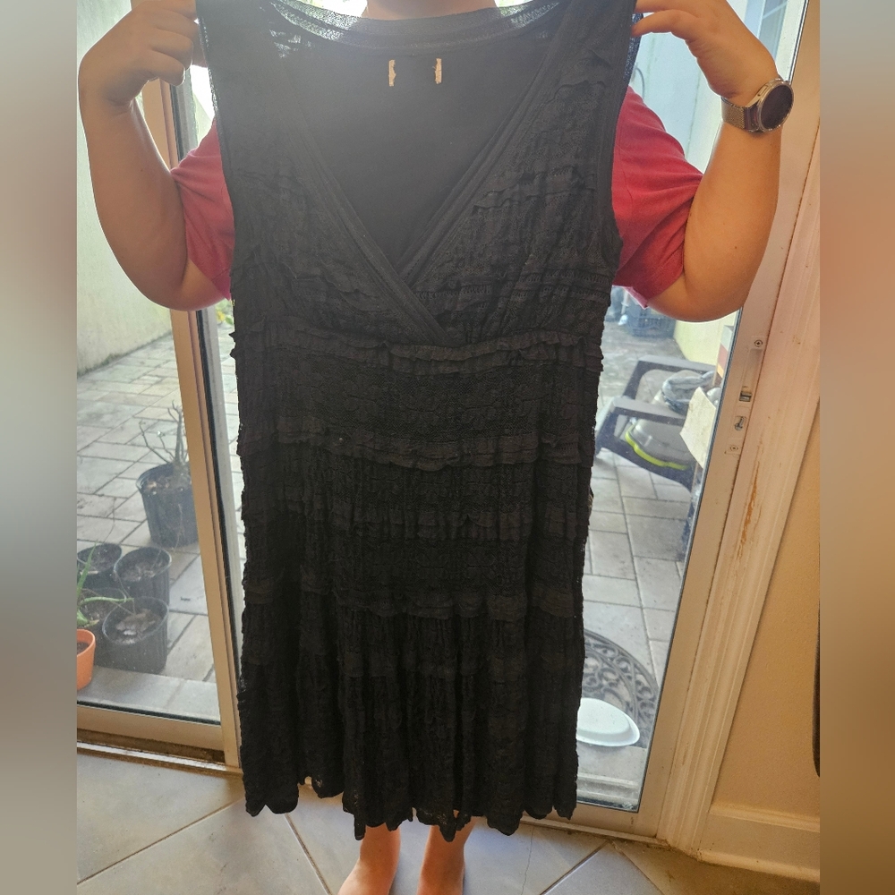 Navy blue 3X Dillard's stretchy lace dress